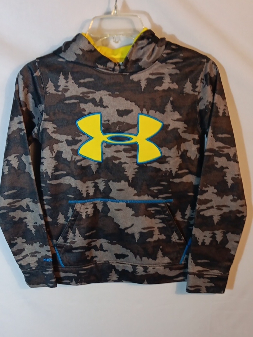 Under Armour Storm1 Boys' Camo Hoodie in Gray with Yellow Logo